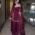 Women's maroon silk blend embroidered kurta set with dupatta and sharara