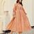Women's peach chanderi embroidered flared kurta set with dupatta and pant