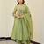 Women's light green chanderi embroidered flared kurta set with dupatta and pant