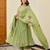 Women's light green chanderi embroidered flared kurta set with dupatta and pant