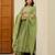 Women's light green chanderi embroidered flared kurta set with dupatta and pant