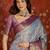 sky blue kanjeevaram silk blend woven design saree with unstitched blouse piece.