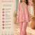 Women's pink silk crepe embroidered kurta set with  pant