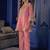 Women's pink silk crepe embroidered kurta set with  pant