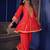 Women's red silk crepe embroidered kurta set with  pant