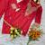 Women's red silk crepe embroidered kurta set with  pant