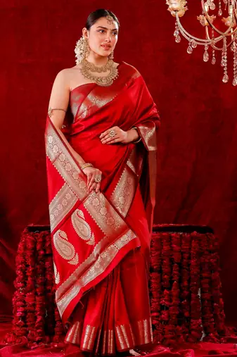 Suchitra Banarsi Mashru silk Blend Handloom saree 