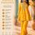 Women's yellow silk crepe embroidered kurta set with  pant