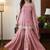 Women's peach silk blend embroidered kurta set with dupatta and sharara