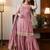 Women's peach silk blend embroidered kurta set with dupatta and sharara