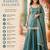 Women's teal silk blend embroidered kurta set with dupatta and sharara