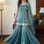 Women's teal silk blend embroidered kurta set with dupatta and sharara