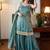 Women's teal silk blend embroidered kurta set with dupatta and sharara