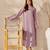 Women's lavender crepe embroidered kurta set with dupatta and pant