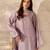 Women's lavender crepe embroidered kurta set with dupatta and pant