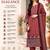 Women's maroon cotton printed kurta set with dupatta and pant