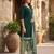 Green printed cotton blend stitched geometric print salwar kurta dupatta for women