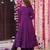 Women's purple chanderi embroidery kurta set with dupatta and pant