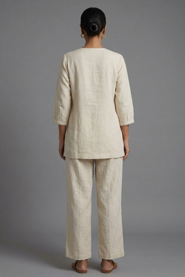 Off-white embroidered kurti co-ord set 2
