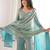 Women's sea green silk blend embroidery kurta set with dupatta and sharara