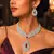 Ruby Red Teardrop CZ Bridal Jewelry Set, Statement Necklace Earrings