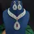 Ruby Red Teardrop CZ Bridal Jewelry Set, Statement Necklace Earrings