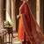 Orange woven jaquard straight kurti dupatta with pant