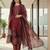 Women Ethnic Motifs Printed Regular Thread Work Chanderi Silk Kurta with Trousers & With Dupatta