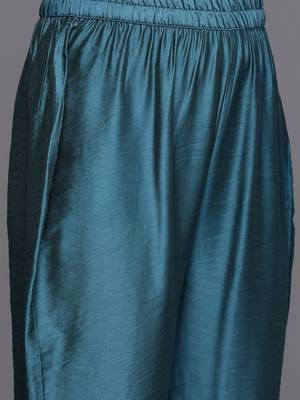 Floral Printed Mandarin Collar Chanderi Silk Straight Kurta with Trouser & Dupatta 4