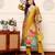 Quirky Printed V-Neck Chanderi Silk Straight Kurta With Trousers