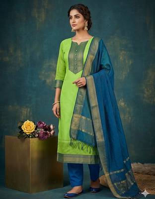 Pista woven jaquard straight kurti dupatta with pant 1