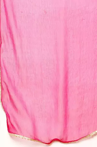 Women Ethnic Motifs Printed Regular Gotta Patti Chanderi Silk Kurta with Trousers & With Dupatta