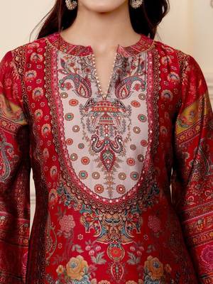Women Ethnic Motifs Printed Regular Gotta Patti Chanderi Silk Kurta with Trousers & With Dupatta 6