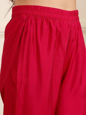 Women Ethnic Motifs Printed Regular Gotta Patti Chanderi Silk Kurta with Trousers & With Dupatta 7