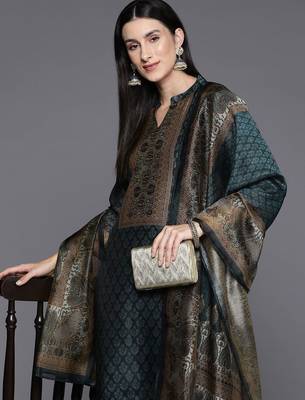 Ethnic Printed Chanderi Silk Kurta with Trouser and Dupatta 2