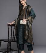 Ethnic Printed Chanderi Silk Kurta with Trouser and Dupatta