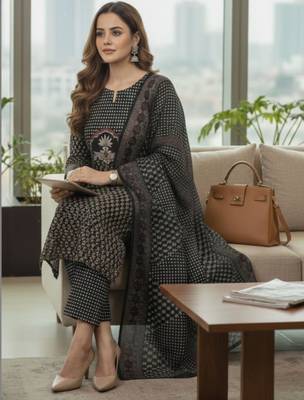 Women Floral Printed Regular Kurta with Trousers & With Dupatta 2