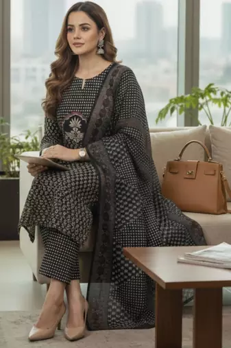Women Floral Printed Regular Kurta with Trousers & With Dupatta