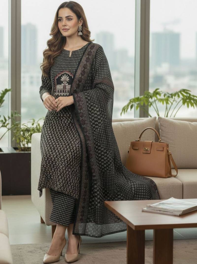 Women Floral Printed Regular Kurta with Trousers & With Dupatta