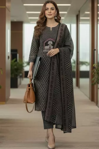 Women Floral Printed Regular Kurta with Trousers & With Dupatta