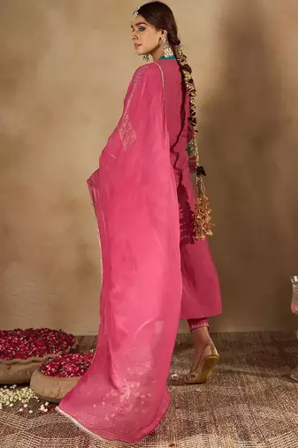 Women Ethnic Motifs Embroidered Regular Kurta with Trousers & Dupatta