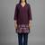 Wine floral embroidered short kurti