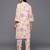 Off White Floral Printed  Cotton Lace Detailed Kurta With Trouser