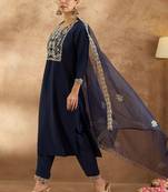 Women Embroidered Regular Thread Work Kurta with Trousers & Dupatta