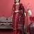 Maroon Floral Printed Beads and Stones Straight Kurta with Trousers & Dupatta