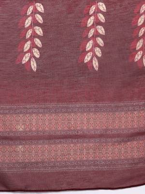 Maroon Floral Printed Beads and Stones Straight Kurta with Trousers & Dupatta 5