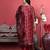 Maroon Floral Printed Beads and Stones Straight Kurta with Trousers & Dupatta