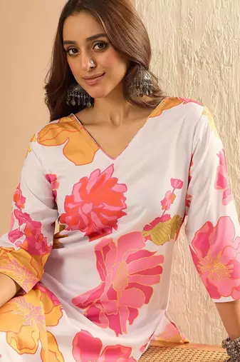 Floral Printed Regular Pure Cotton Kurta with Trousers