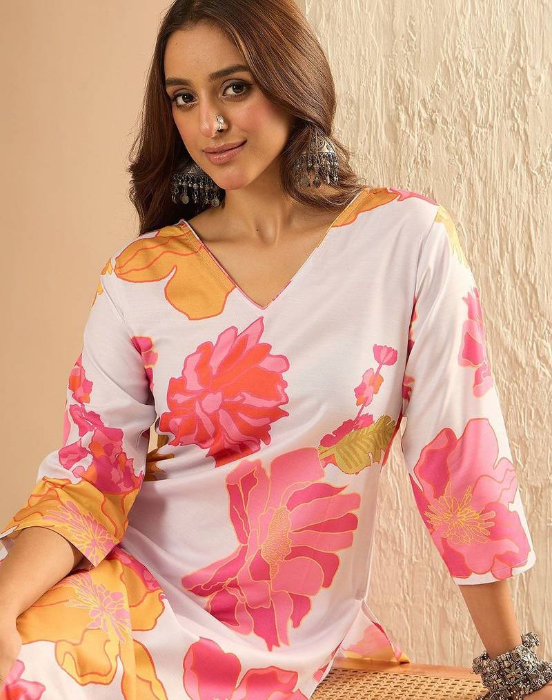 Floral Printed Regular Pure Cotton Kurta with Trousers