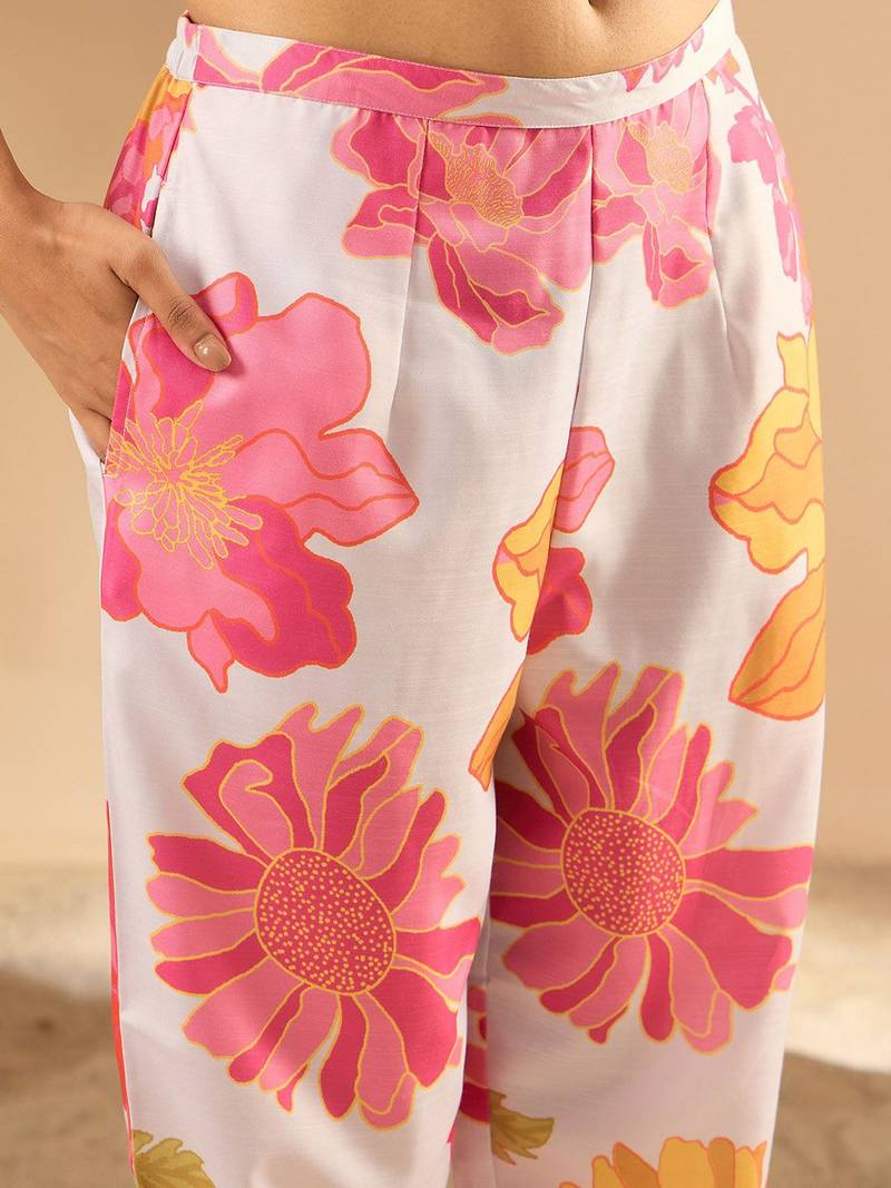 Floral Printed Regular Pure Cotton Kurta with Trousers